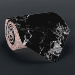 Rose gold ombre black marble modern colour block tie<br><div class="desc">A modern,  stylish and luxurious design with faux rose gold glitter ombre on a modern black marble colour block. Chic ,  elegant and simple</div>