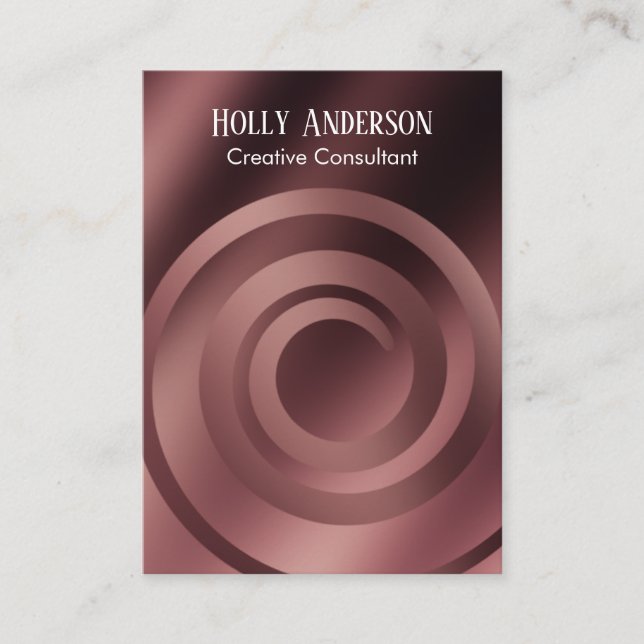 Rose Gold Ombre Bold Spiral Pattern Business Card (Front)