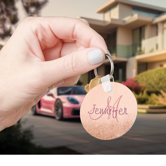 Rose Gold Ombre Monogram Personalised Gift Key Ring (Creator Uploaded)