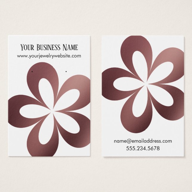 Rose Gold on White Flower 1 Earring Holder Display (Front & Back)