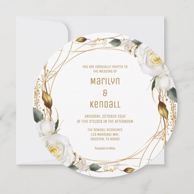 Rose Gold Organic Floral Invitation (Front)