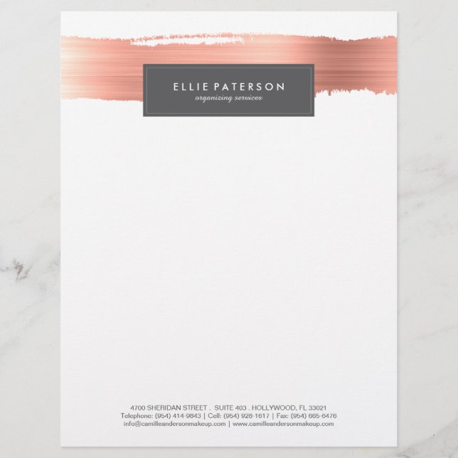 Rose Gold Paint Brush Letterhead (Front)