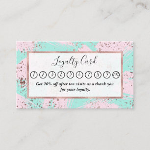 Rose Gold Paint Splatter Blush Pink Brushstrokes Loyalty Card