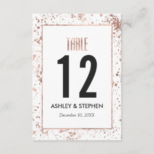 Rose Gold Paint Splatters Table Numbers