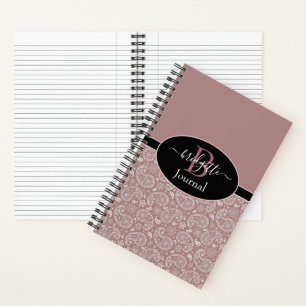 Rose gold paisley and black journal