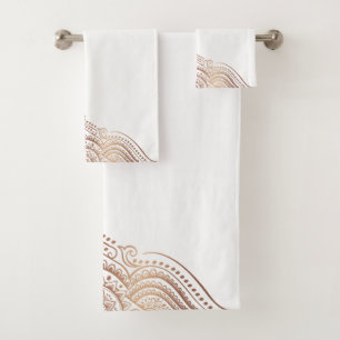 Rose-Gold Paisley Lace Ornament Bath Towel Set