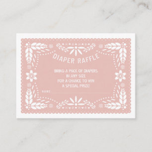 Rose gold papel picado Baby Shower Diaper Raffle Enclosure Card