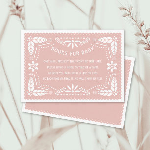 Rose gold papel picado Books for Baby shower Enclosure Card