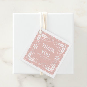 Rose gold papel picado Thank You Baby Girl Shower Favour Tags