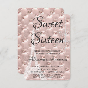 Rose Gold Paris Sweet Sixteen Birthday Party Invitation