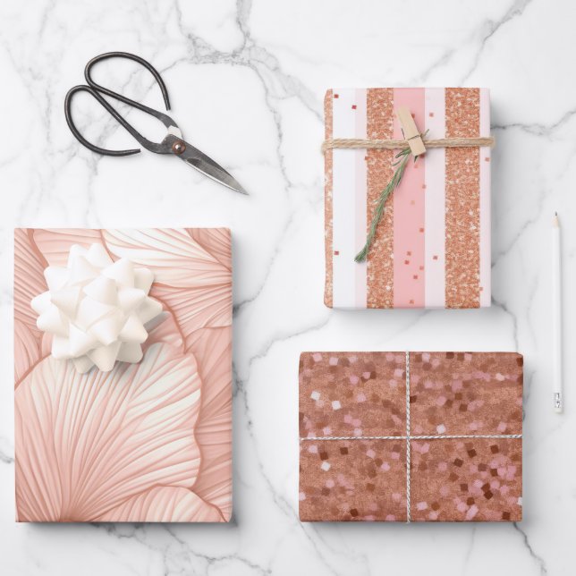 Rose Gold Pattern Wrapping Paper Sheet (Front)