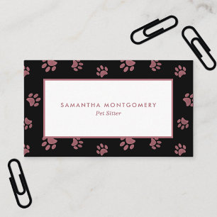 Rose Gold Paw Prints Pet Sitter Business Card