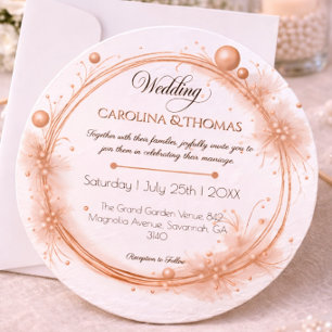 Rose Gold Pearls Modern Elegant Wedding Invitation