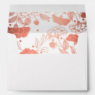 Rose Gold Peonies Floral Pattern Wedding Envelopes