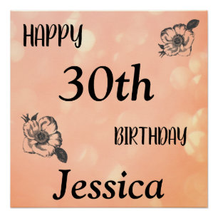 Rose Gold personalised Happy 30th Birthday Poster