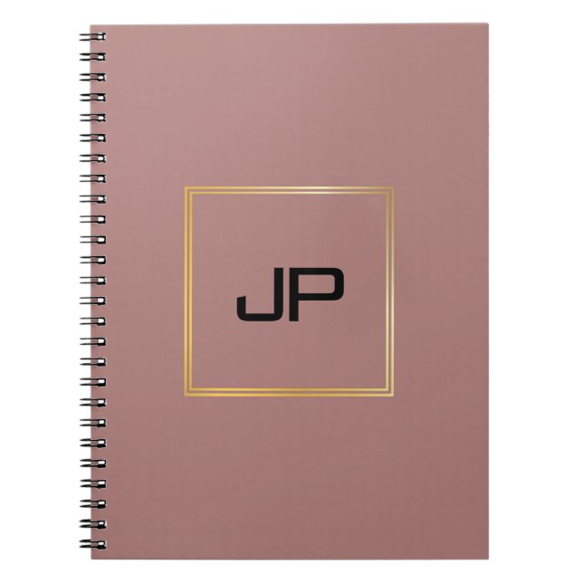 Rose Gold Personalised Monogram Template  Notebook (Front)
