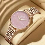 Rose Gold Personalized Elegant Custom Pink Dial fo Watch<br><div class="desc">Rose Gold Personalized Elegant Custom Pink Dial for Weddings & Anniversaries Descriere (SEO): Discover refined elegance with this Rose Gold Personalized Watch, featuring a delicate pink dial, minimalist hour markers, and a sophisticated rose gold stainless steel band. Perfectly customizable with names, initials, or dates, this stunning timepiece makes an ideal...</div>