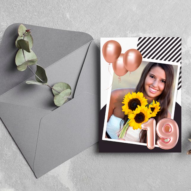 Rose Gold Photo 19th Birthday Party  Invitation (Creator Uploaded)