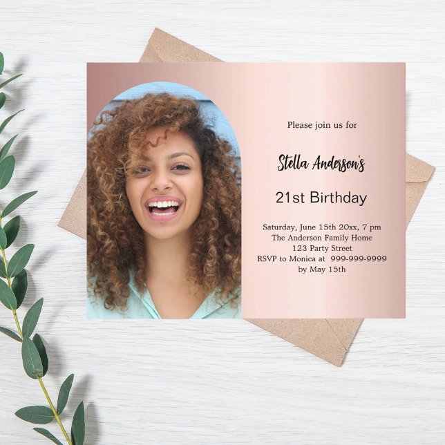 Rose gold photo arch birthday invitation (Creator Uploaded)