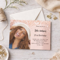 Rose gold photo arch confetti birthday
