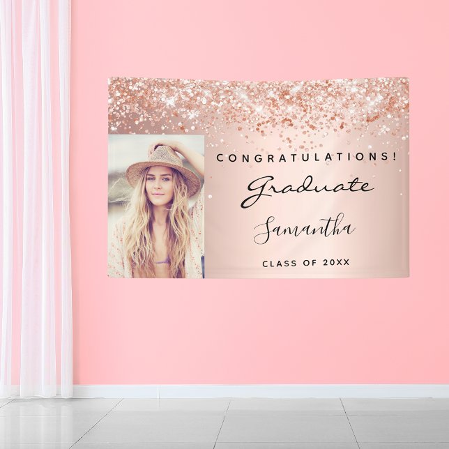 Rose gold photo graduation party banner (Creator Uploaded)