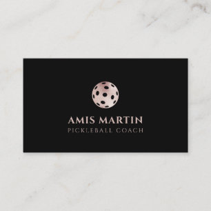 Rose Gold Pickleball Coach Business Card