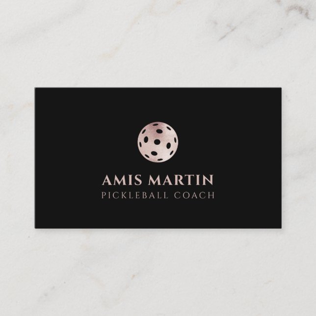Rose Gold Pickleball Coach Business Card (Front)