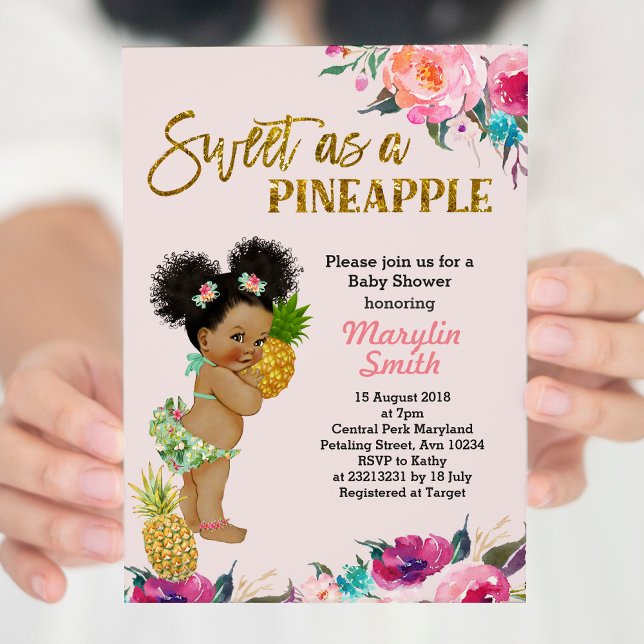 Rose Gold Pineapple Baby Shower Invitation (Creator Uploaded)