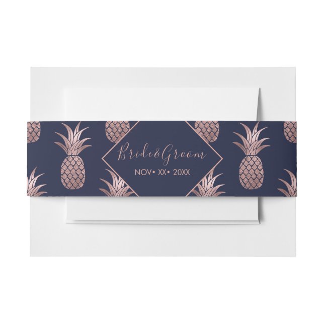 Rose Gold Pineapple Invitation Cards Belly Band Invitation Belly Band (Front Example)