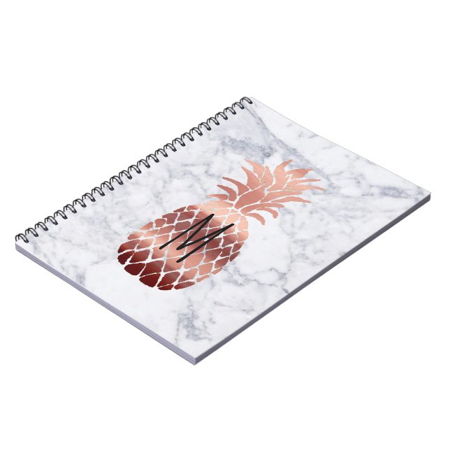 rose gold pineapple monogram spiral notebook (Left Side)