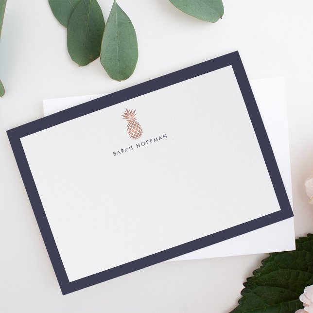 Rose Gold Pineapple | Personalized Stationery Card (Creator Uploaded)