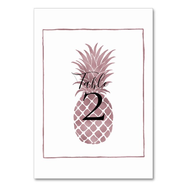 Rose Gold Pineapple Table Number (Front)