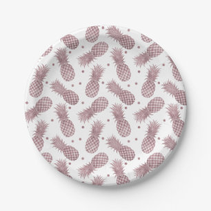Rose Gold Pineapples Birthday Paper Plate