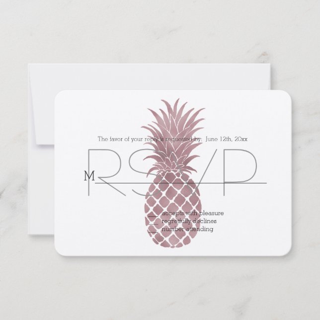 Rose Gold Pineapples RSVP Card (Front)