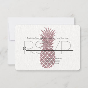 Rose Gold Pineapples RSVP Card
