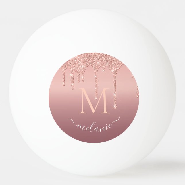 Rose Gold Ping Pong Ball Custom Letter and Name (Front)