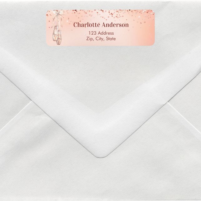 Rose gold pink ballet ballerina return address (Creator Uploaded)