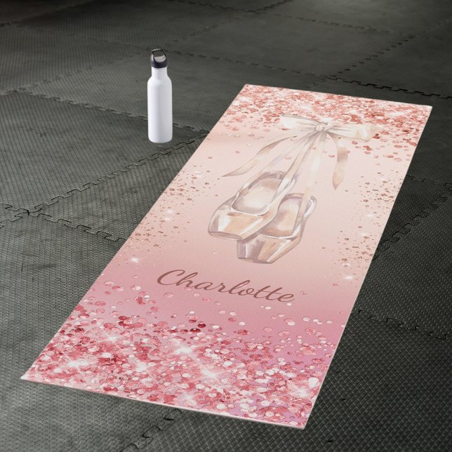 Rose gold pink  ballet dance name yoga mat (Creator Uploaded)