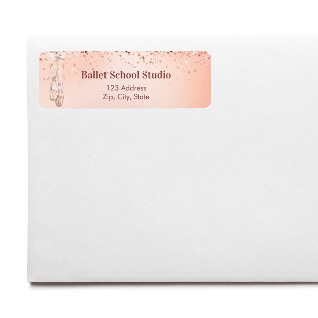 Rose gold pink ballet dance school return address (Creator Uploaded)