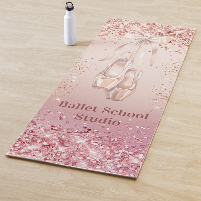 Rose gold pink ballet dance school studio yoga mat (In Situ)
