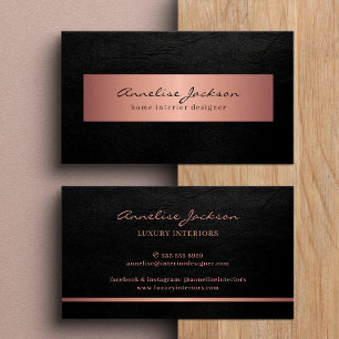 Rose gold pink black elegant professional business card