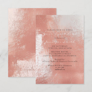 Rose Gold Pink Blush Pearly White Metallic Beach Invitation