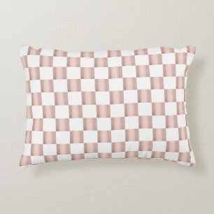 Rose Gold Pink Chequerboard Pattern  Decorative Cushion