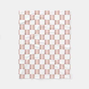 Rose Gold Pink Chequerboard Pattern  Fleece Blanket