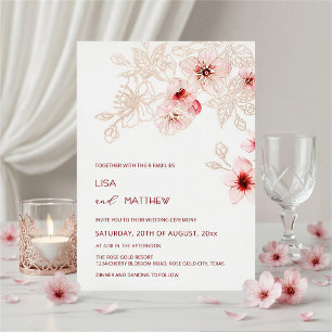 Rose Gold  Pink Cherry Blossom Casual Wedding