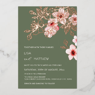 Rose Gold  Pink Cherry Blossom Casual Wedding