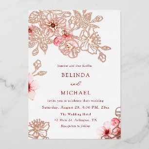 Rose Gold Pink Cherry Blossom Wedding