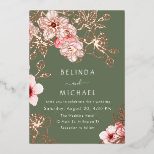 Rose Gold Pink Cherry Blossom Wedding