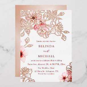 Rose Gold Pink Cherry Blossom Wedding