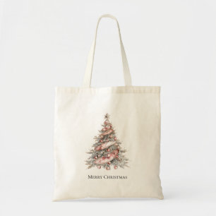Rose Gold Pink Christmas Tree Tote Bag